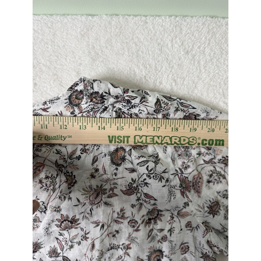 J Jill Shirt Women plus 2X White Floral Flowy Boxy Collared Button Front Prairie - Picture 16 of 16